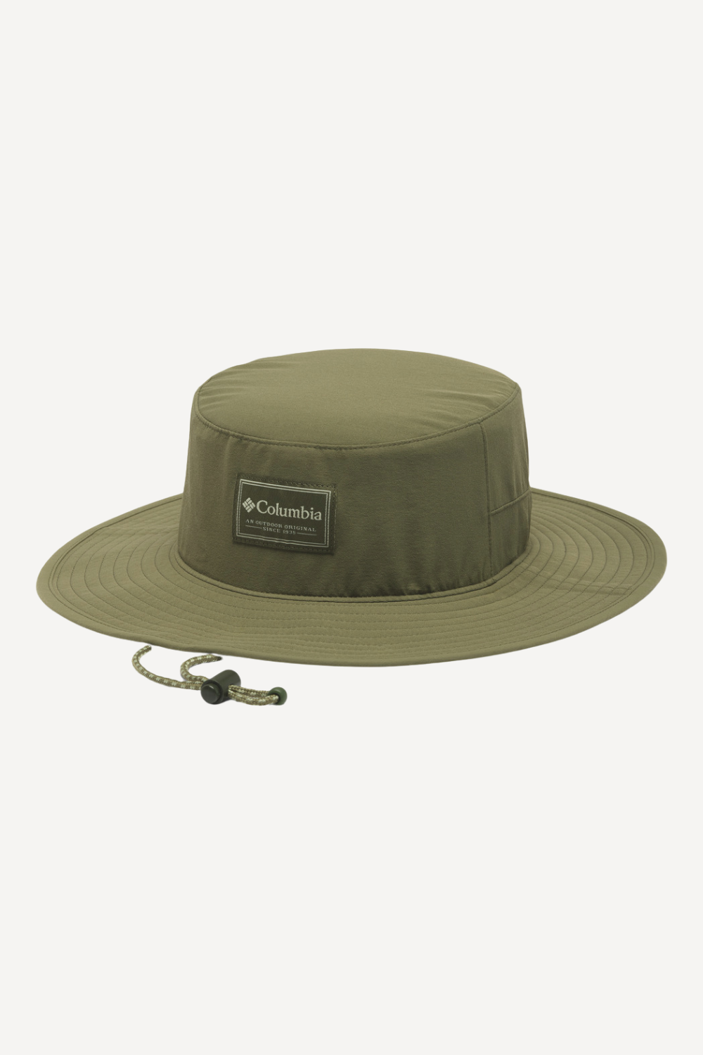 Chapeau anti-UV olive Columbia, UPF 50+, idéal pour la plage ou les activités de plein air sous le soleil.