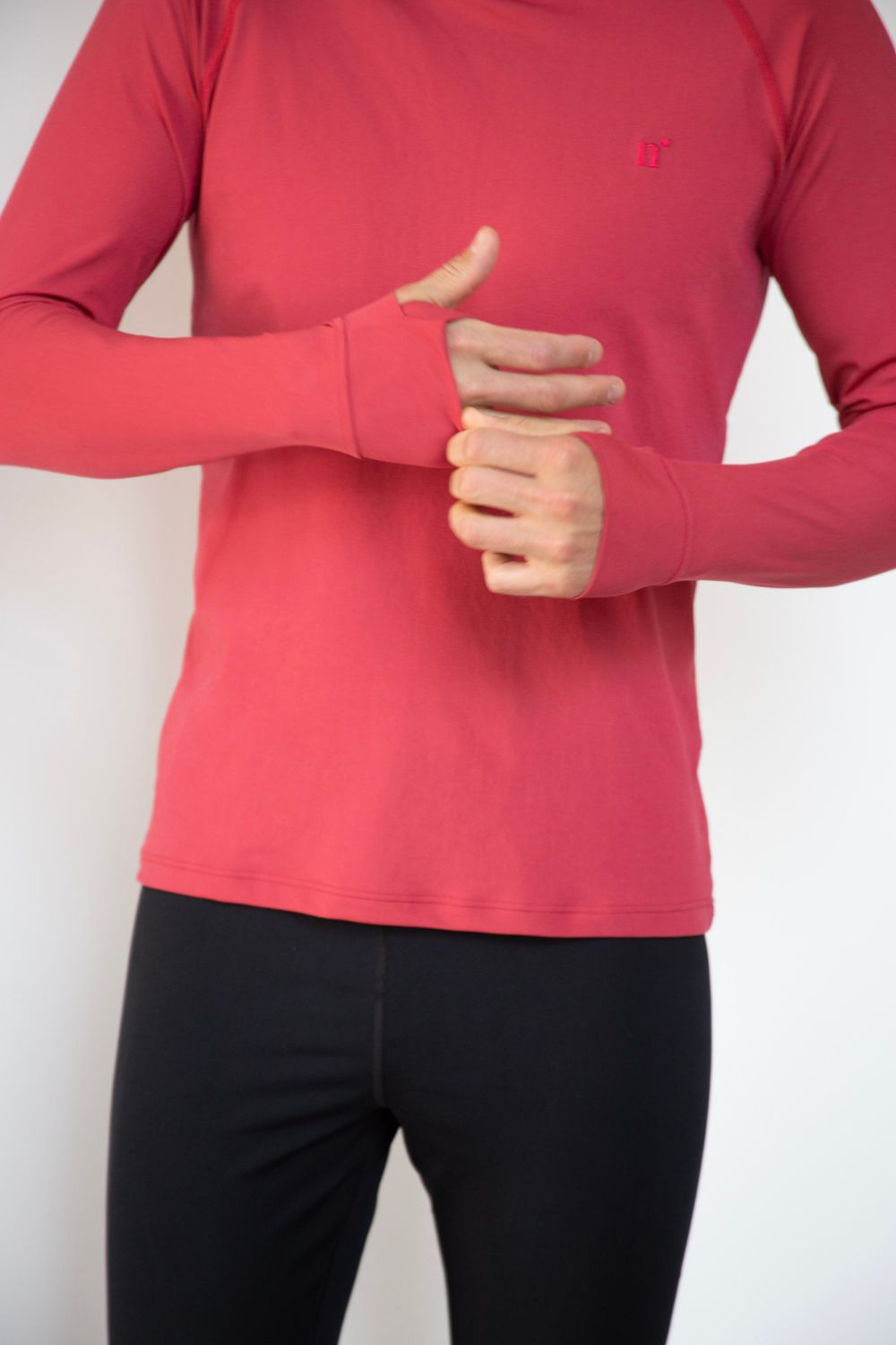 T-shirt anti-UV rouge pour homme, manches longues, léger et respirant, idéal pour la baignade, UPF 50+.