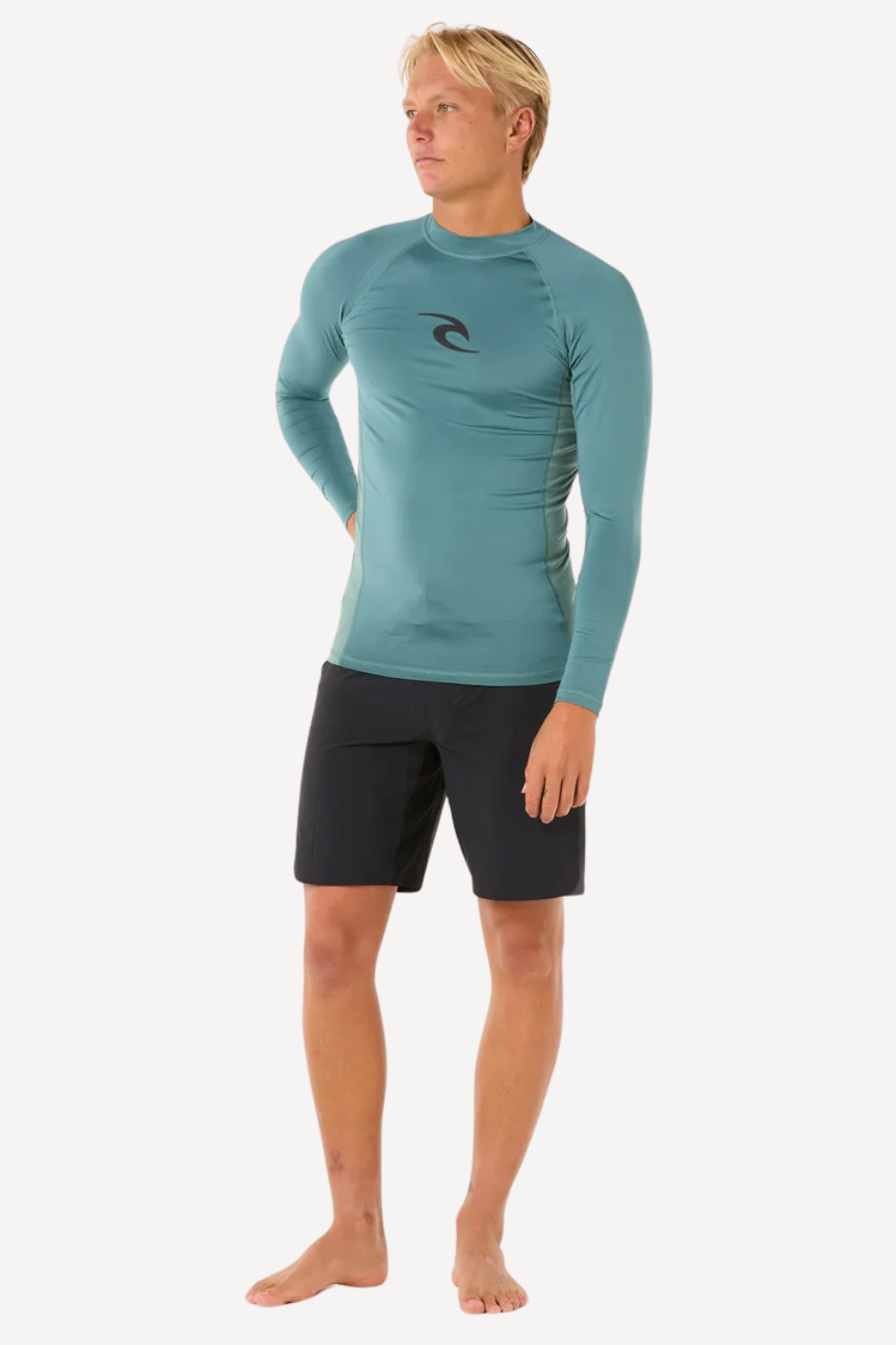 T-shirt de bain anti-UV à manches longues pour homme, UPF 50+, coloris bleu, idéal pour les sports aquatiques.