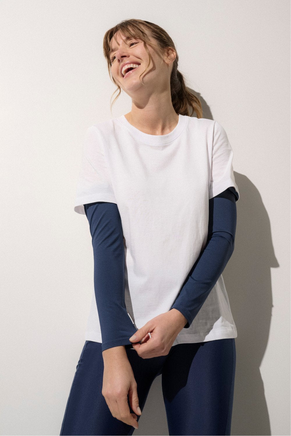 Manchettes anti-UV femme, bleu océan, pour protéger les bras du soleil au quotidien