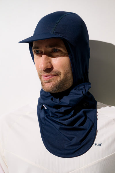 Cagoule visière anti-UV - Ventoux pour homme, en bleu marine, légère et respirante, protège du soleil avec UPF 50+.
