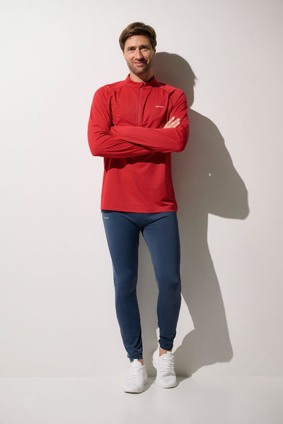 T-shirt zippé anti-UV - Boston rouge pour homme, léger et respirant, idéal pour activités sportives à l'extérieur.