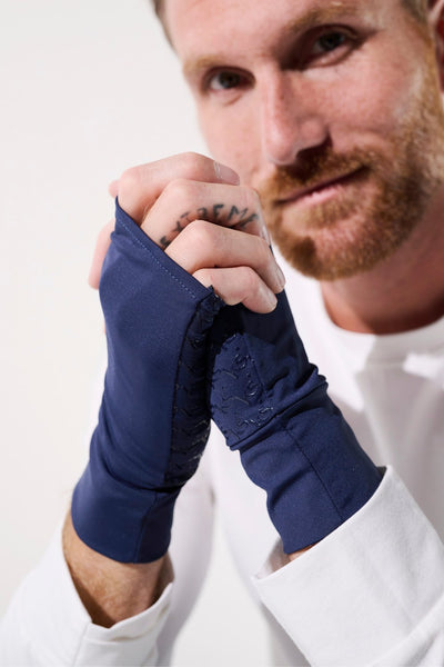 Mitaines moufles anti-UV - Gobi, couleur bleu marine, pour homme avec protection UPF 50+ et tissu léger.