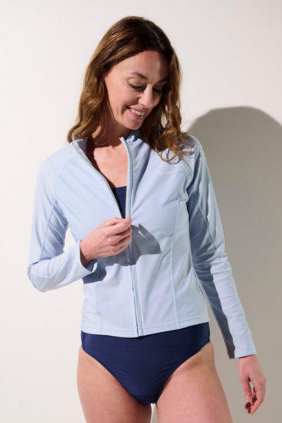 Veste de bain anti-UV - Moorea,  légère et élégante, parfaite pour femme, avec protection UPF 50+.
