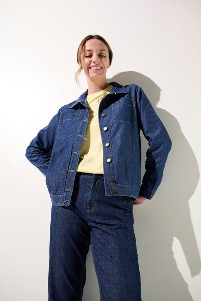 Veste anti-UV - Saint-Malo en jean pour femme, légère et respirante, offrant protection solaire UPF 50+.