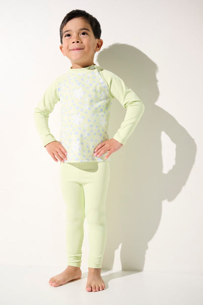 T-shirt de bain anti-UV - Samoa, vert clair pour enfant, manches longues, UPF 50+, idéal pour la plage.