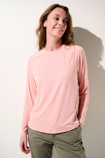 T-shirt anti-UV - Oasis rose pour femme, léger et respirant, UPF 50+, idéal pour les activités en plein air.