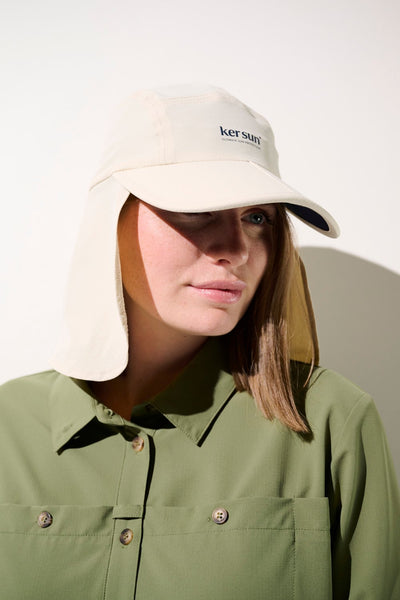 Casquette anti-UV - Sequoia beige UPF 50+ pour femme, offrant une protection solaire et un grand confort.