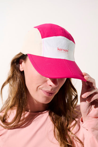Casquette anti-UV - Sequoia rose et crème pour femme, protection solaire UPF 50+ et confort pour activités extérieures.