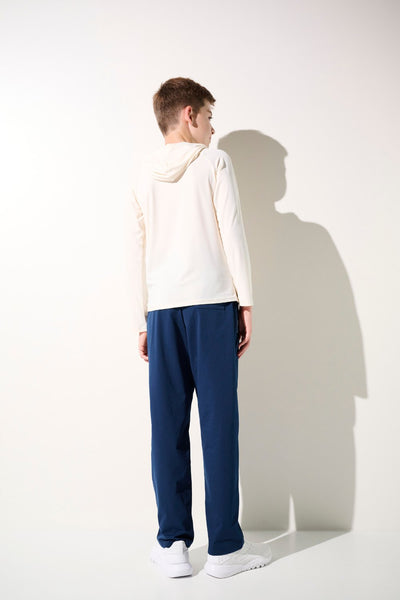 T-shirt anti-UV à capuche - Oasis crème pour garçon, léger et UPF 50+, parfait pour jouer au soleil.