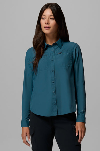 Chemise anti-UV - Silver Ridge 3.0 turquoise pour femme, légère et respirante, idéale pour les activités en plein air.