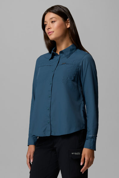 Chemise anti-UV - Silver Ridge 3.0 bleu pour femme, légère et respirante, idéale pour les activités en plein air.