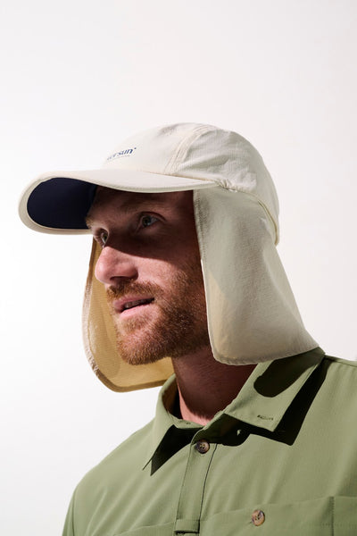 Casquette anti-UV - Sequoia jaune pour homme, avec protection nuque et oreilles, idéale pour les activités au soleil.