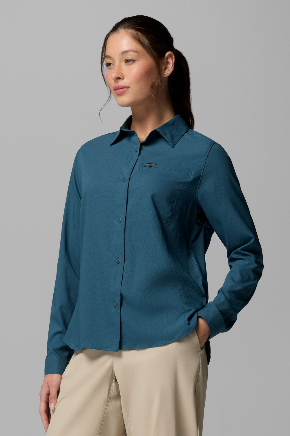 Chemise anti-UV - Silver Ridge Utility II en bleu pour femme, légère, respirante et UPF 50+ pour la randonnée.