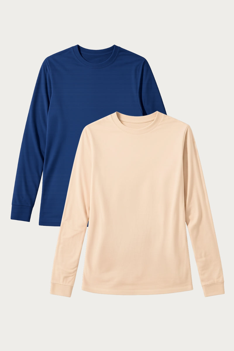 SET - 2 x Maglia anti-UV - Saint-Malo (Blu Oceano/Caffè Freddo)