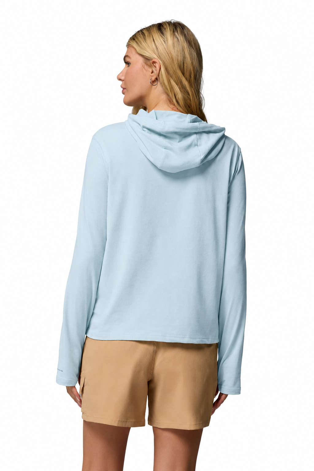 Sweat-shirt anti-UV bleu clair pour femme, UPF 50+, idéal pour les journées ensoleillées.