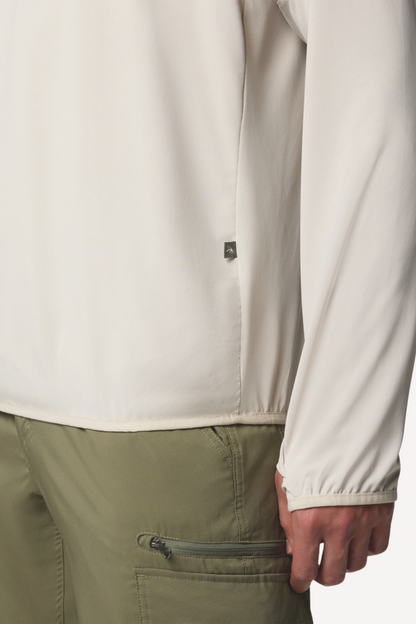 Sweat-shirt anti-UV beige UPF 50+ pour homme, léger et respirant, idéal pour les activités en plein air.