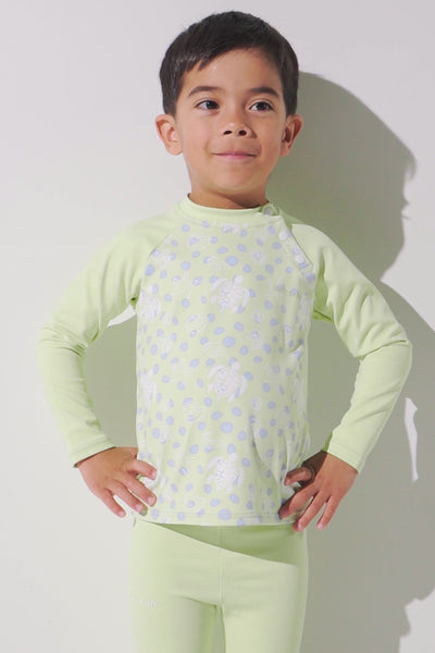 T-shirt de bain anti-UV - Samoa, vert clair pour garçon, UPF 50+, idéal pour la plage avec protection solaire.