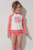 T-shirt de bain anti-UV - Pacific pour enfant, manches longues, léger, UPF 50+, couleur corail, idéal pour les activités aquatiques.