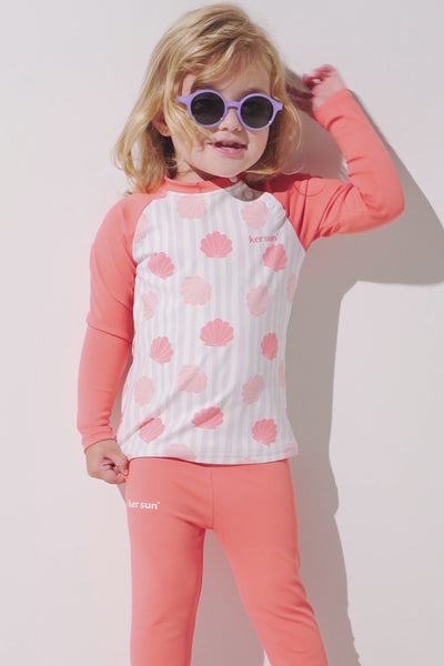 T-shirt de bain anti-UV - Samoa pour enfant, manches longues, tissu léger, protection solaire UPF 50+, motifs colorés.
