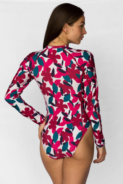 Maillot de bain anti-UV une pièce femme - Hibiscus - Nuvées - KER-SUN